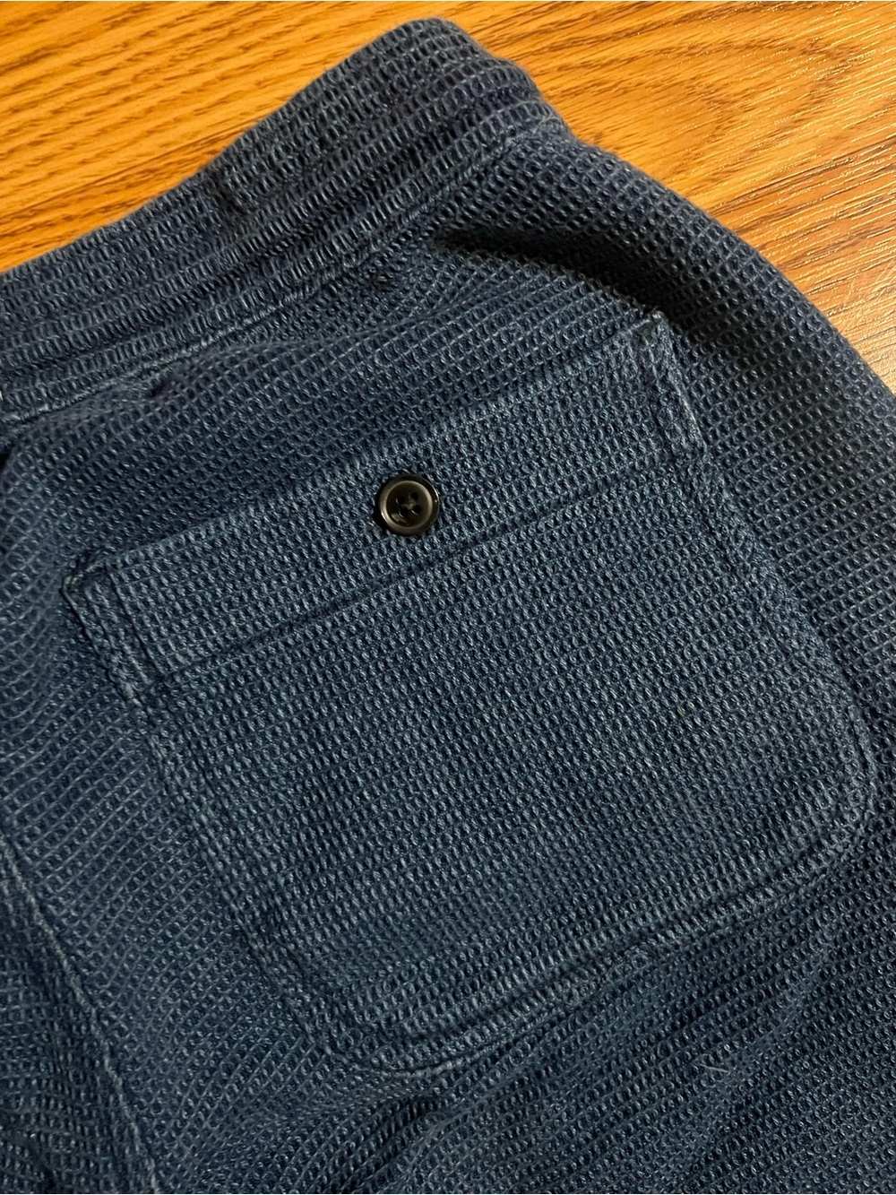 Taylor Stitch Apres Blue Waffle Knit Lounge Pants with Drawstring - Picture 5 of 6